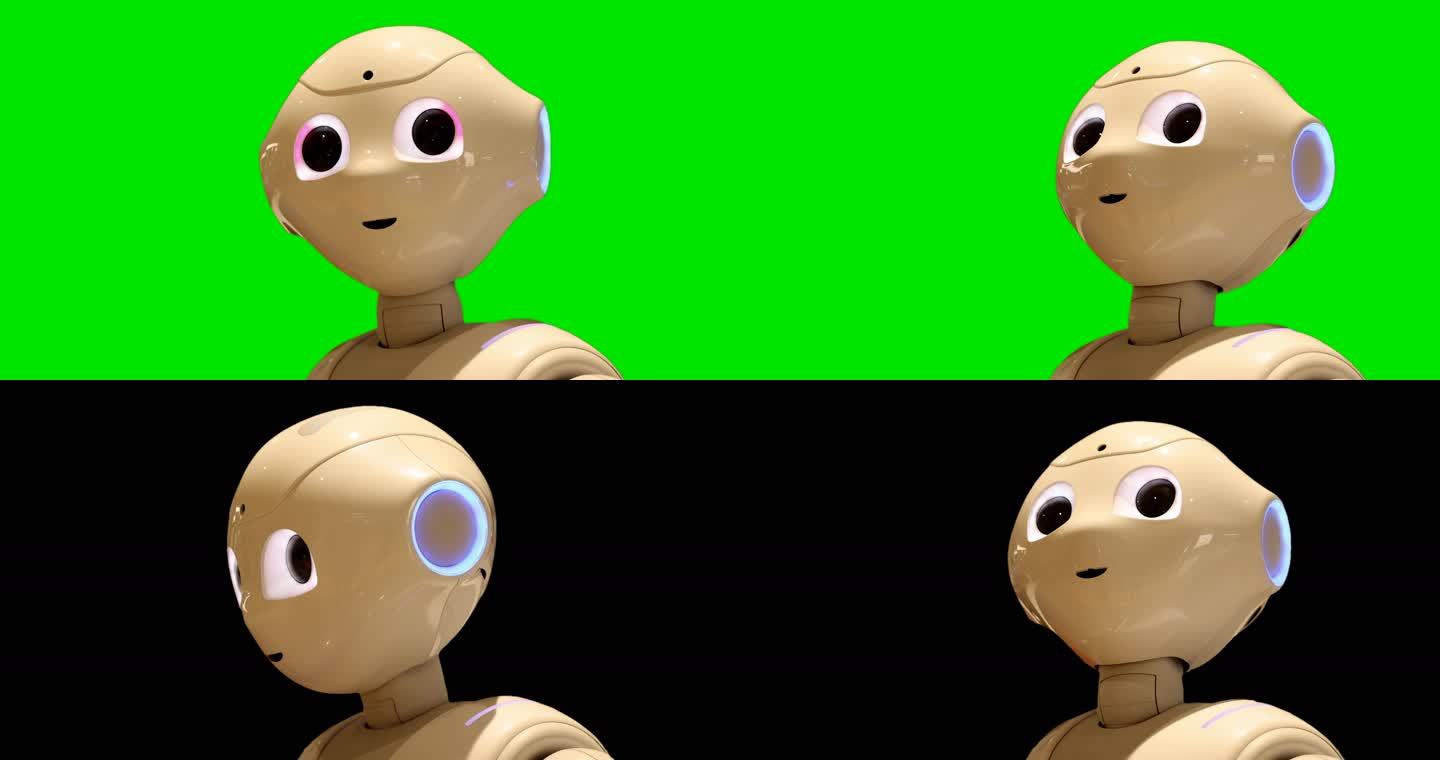 绿幕+黑底：AI人工智能机器人面部表情