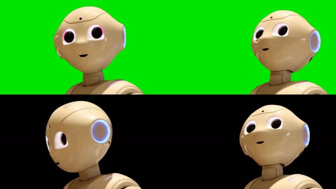 绿幕+黑底：AI人工智能机器人面部表情