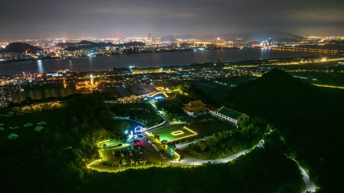 台州椒江太平山日转夜景延时航拍天盛中心