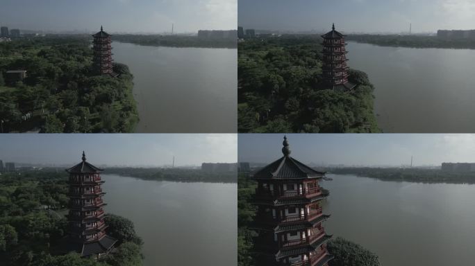 湖景 中国风 古风 古建筑 源码 可调色