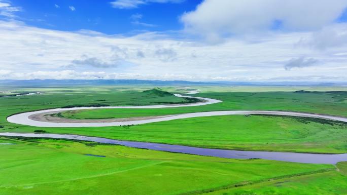 草原黄河河流九曲黄河三江源湿地第一湾云海