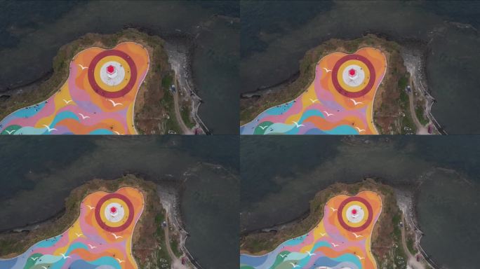 大连泊霞湾上帝视角灯塔4k航拍