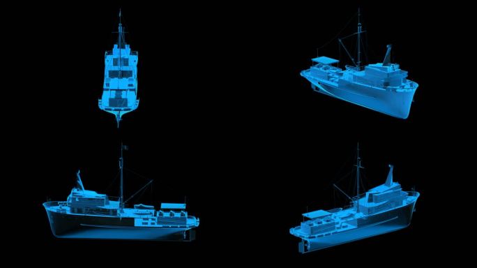 船全息蓝色科技通道素材