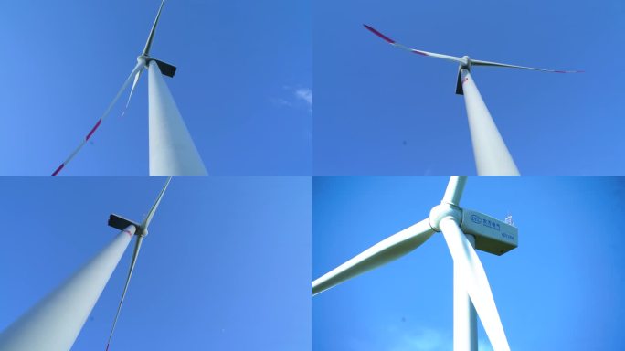 大风车风力发电地面近景5个镜头4K