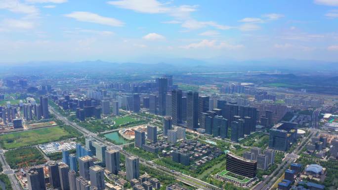 余杭未来科技城城市风貌白天航拍