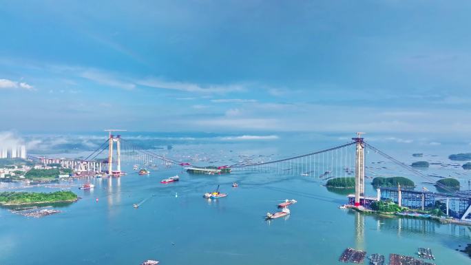 航拍中国桥梁广西龙门大桥