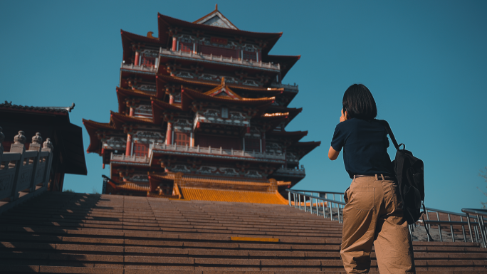 香客烧香祈福许愿视频素材