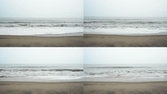 海浪拍打沙滩-慢动作