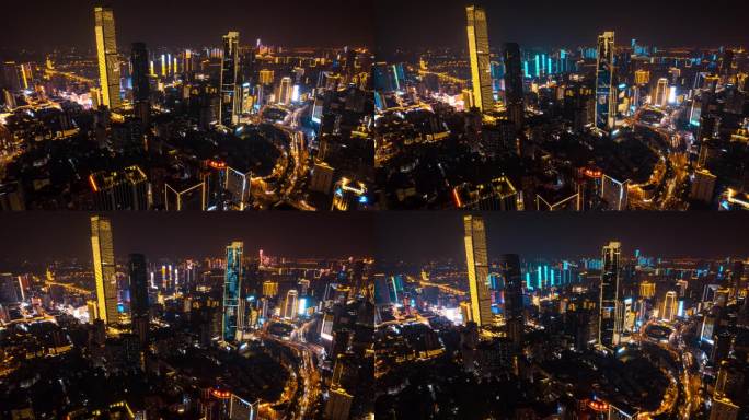 8K长沙IFS世贸城市商务建筑群夜景航拍