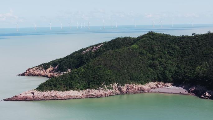 台州玉环沙门镇日岙后沙石头滩大海航拍延时