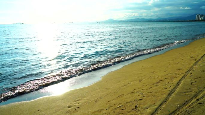 落日 大海 海滩 沙滩 阳光