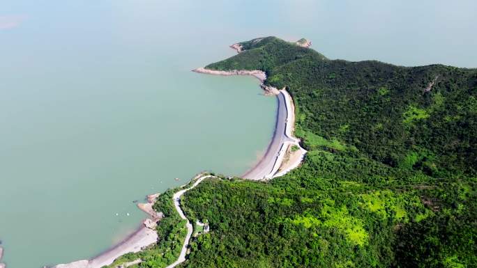 台州玉环沙门镇日岙后沙石头滩大海航拍延时