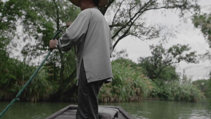 杭州西溪湿地摇橹船