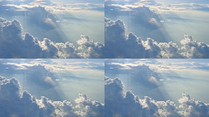 云层 上空视角 万米高空云层 耶稣光