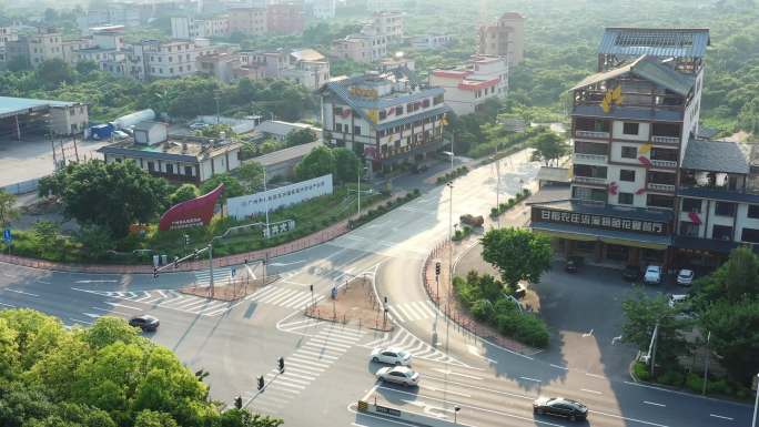 航拍广州从化花卉国家现代农业产业园路口
