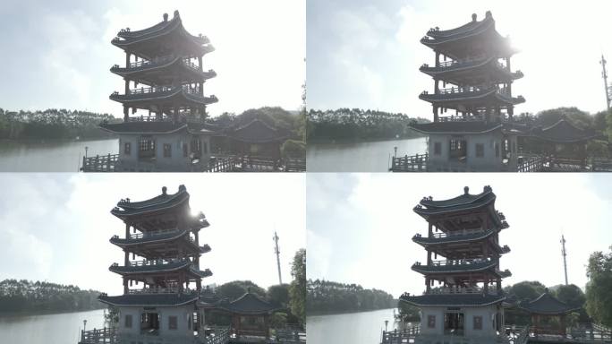 湖景 中国风 古风 古建筑 源码 可调色