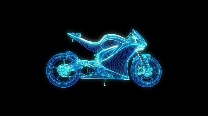 摩托车蓝色科技线框