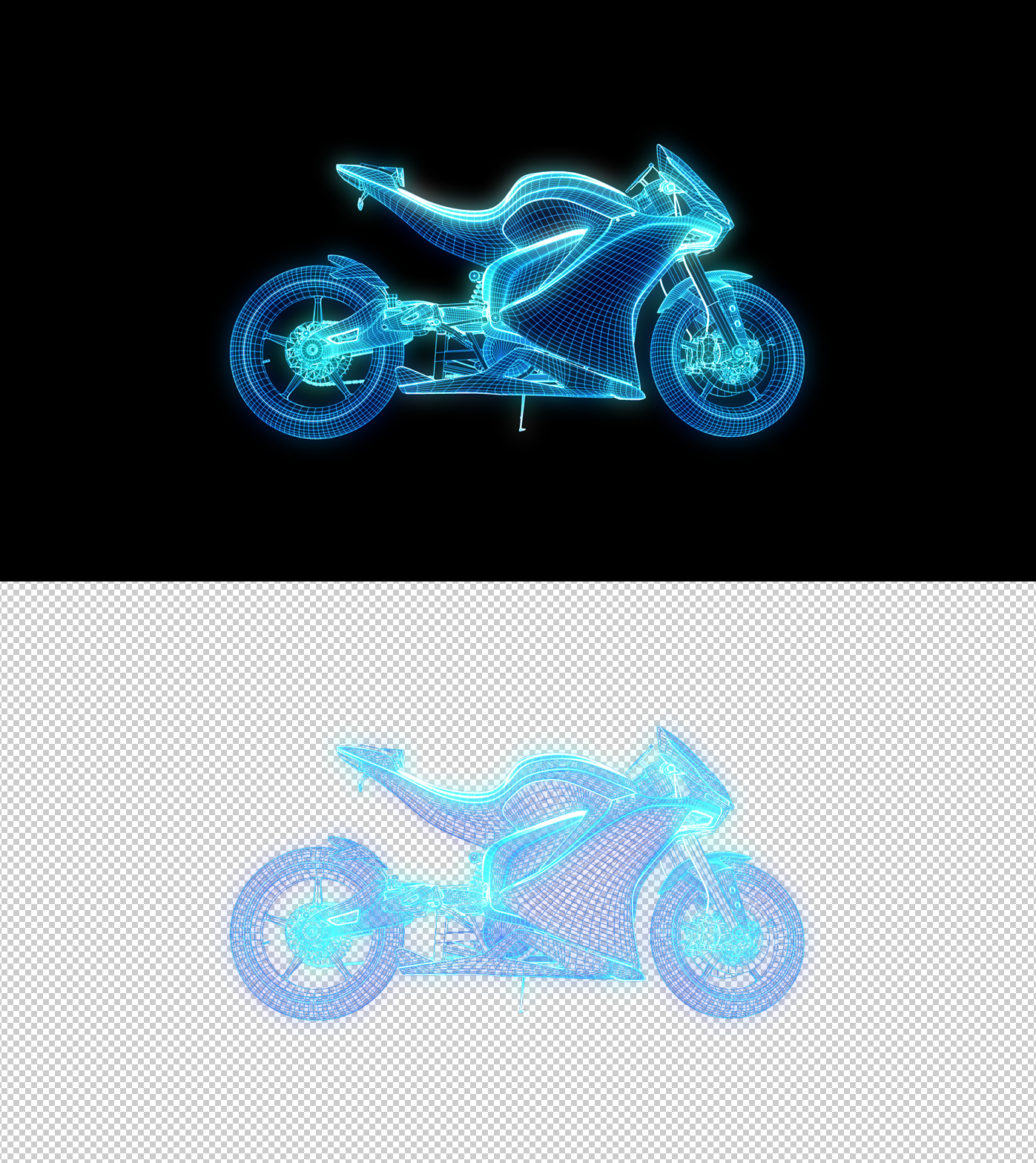 摩托车蓝色科技线框