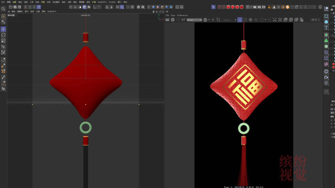 春节福袋贺岁过年C4D三维动画元素