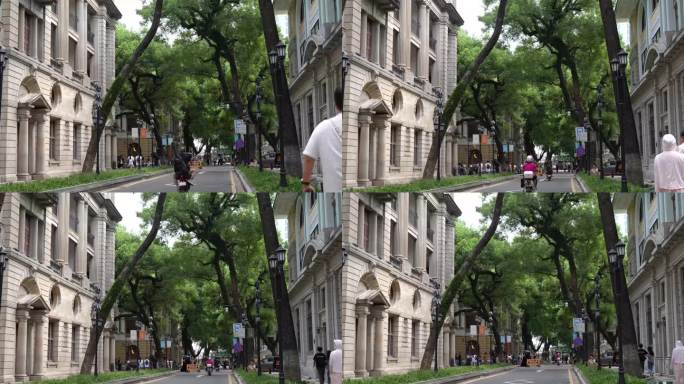 8K实拍，广州沙面内街古建筑群与参天大树