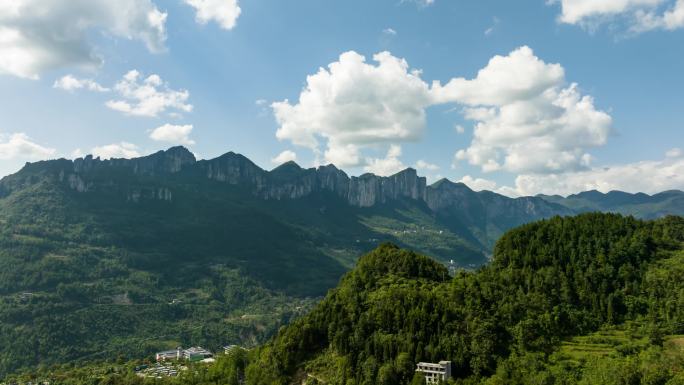 航拍湖北恩施大峡谷景区 蓝天白云延时摄影