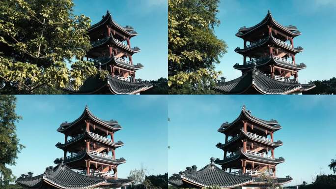 湖景 中国风 古风 古建筑 4K航拍质感