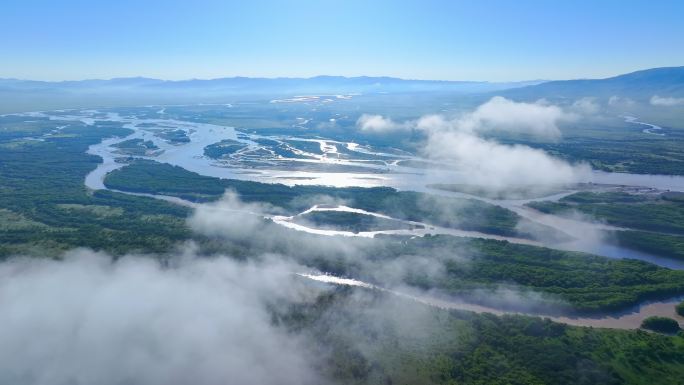 河流云海日出湿地山川江河大江大河生态草原