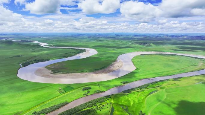 草原黄河河流九曲黄河三江源湿地第一湾云海