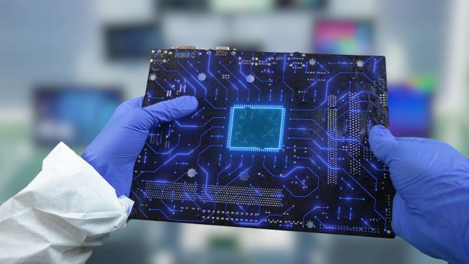 【4K】科研人员未来科技信息电路板CPU
