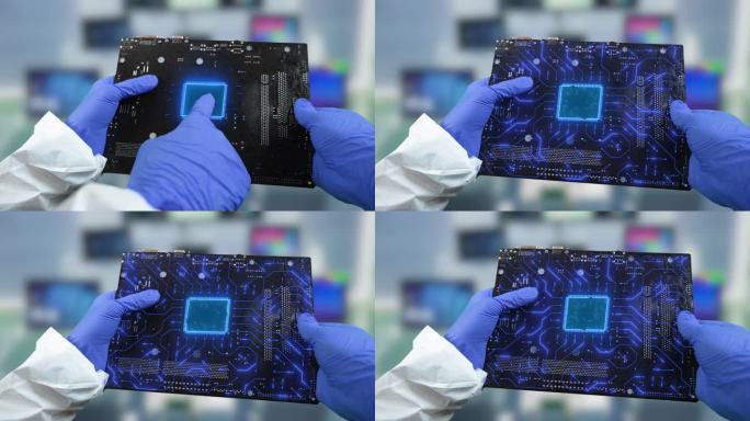 【4K】科研人员未来科技信息电路板CPU