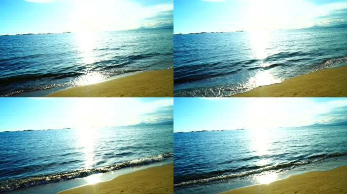 落日 大海 海滩 沙滩 阳光