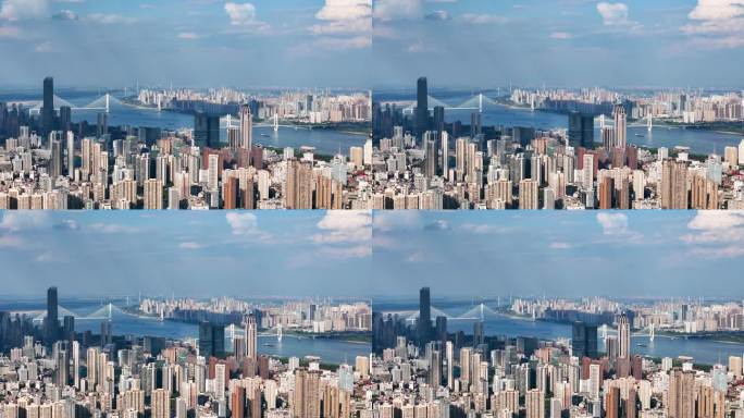 武汉城市大楼长焦4K航拍