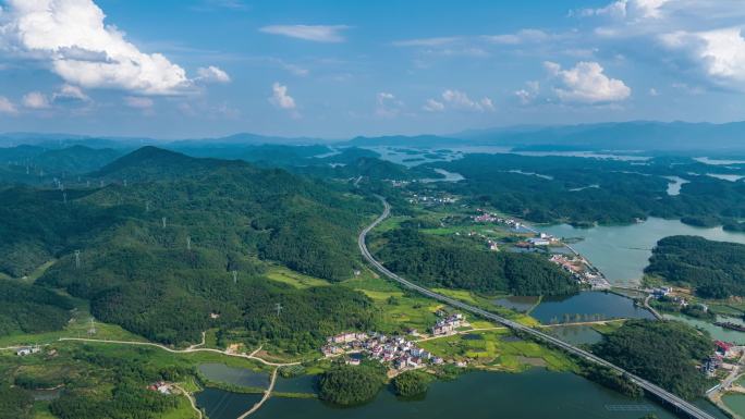 航拍庐山西海 高速公路 延时