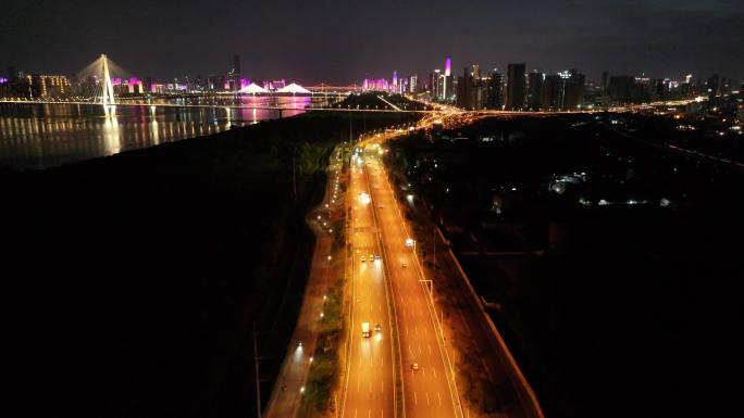 武汉市江岸区江北快速路夜景航拍2