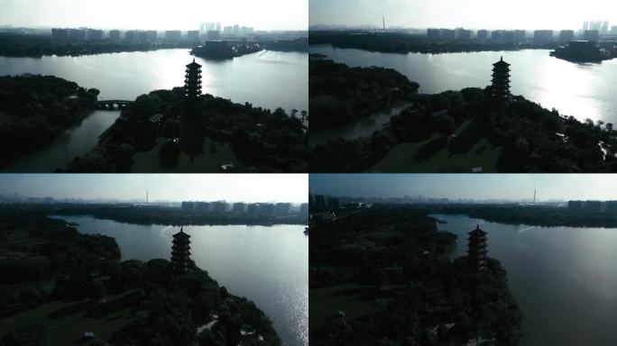 湖景 中国风 古风 古建筑 水墨 质感