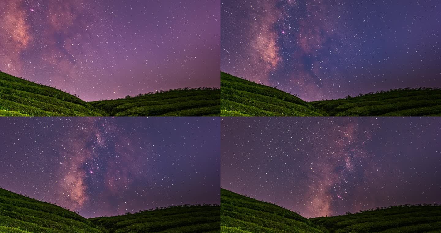 4k 延时茶园唯美夜景星空银河