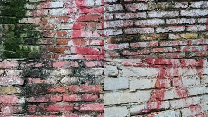 老化过程红砖旧墙城市红砖小巷涂鸦广告红墙