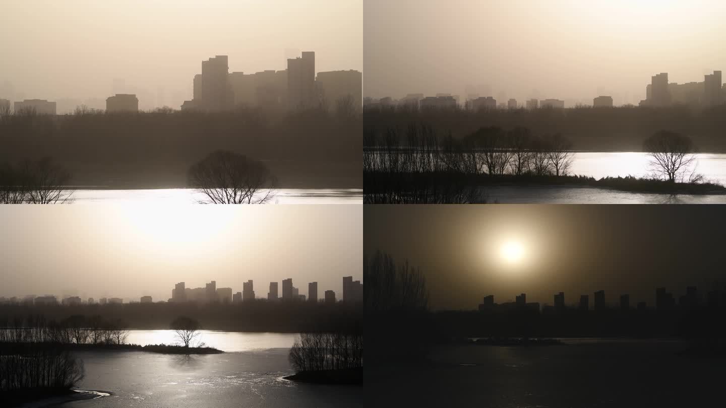 雾霾、雾霾天、沙尘、沙尘天气、城市萧条