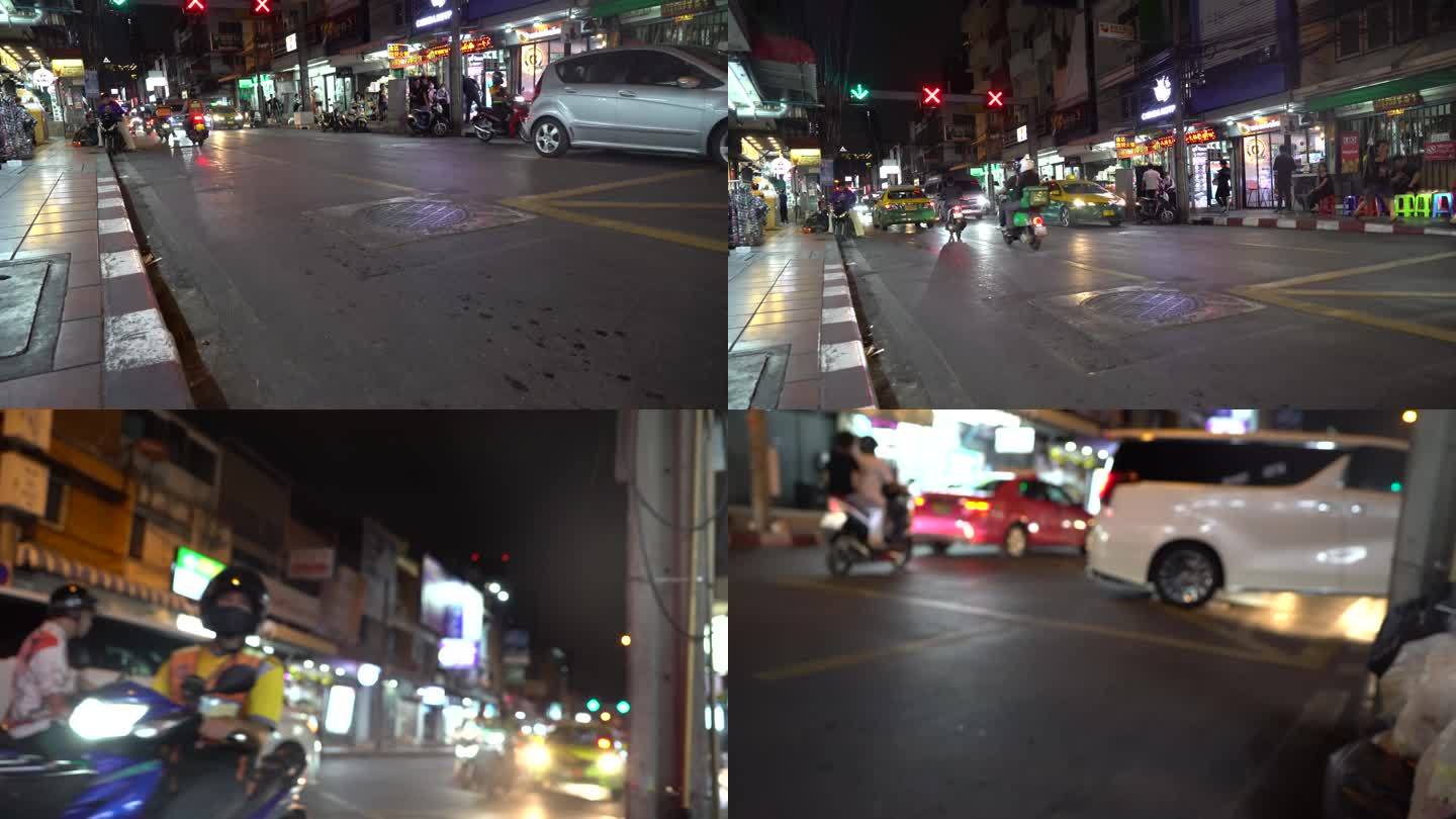 泰国曼谷夜晚镜头车流3个镜头4K
