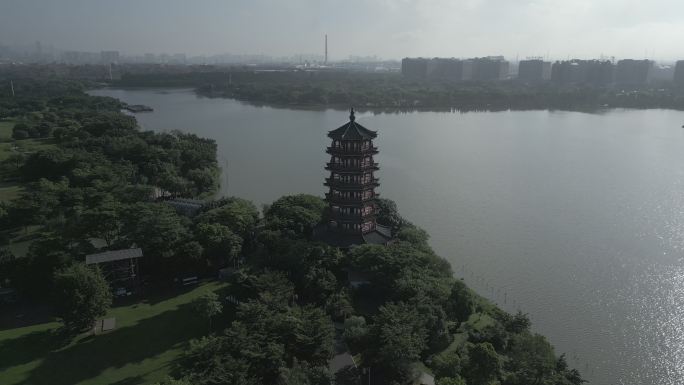 湖景 中国风 古风 古建筑 源码 可调色