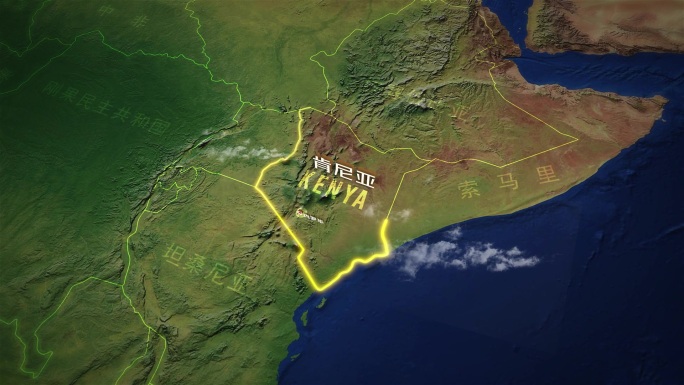 肯尼亚国家地形地图（AE模板）