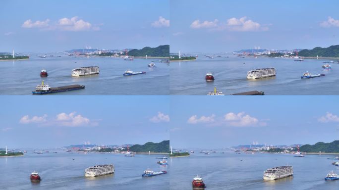 长江航运汽车运输滚装船航拍视频