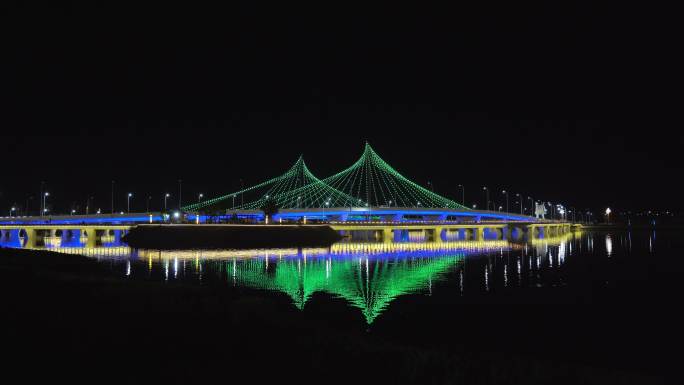 城市夜景彩虹桥音乐会灯光