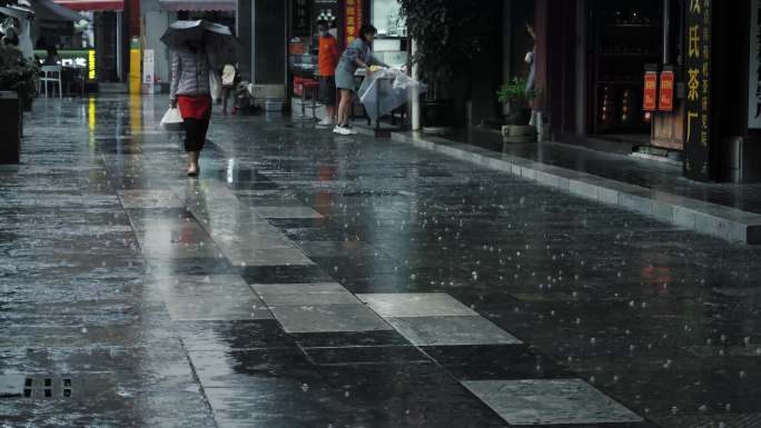 雨中金马碧鸡商业街道
