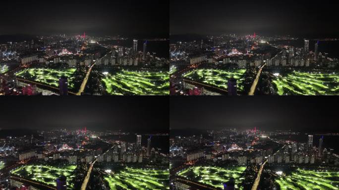 深圳南山区沙河高尔夫球场夜景空镜