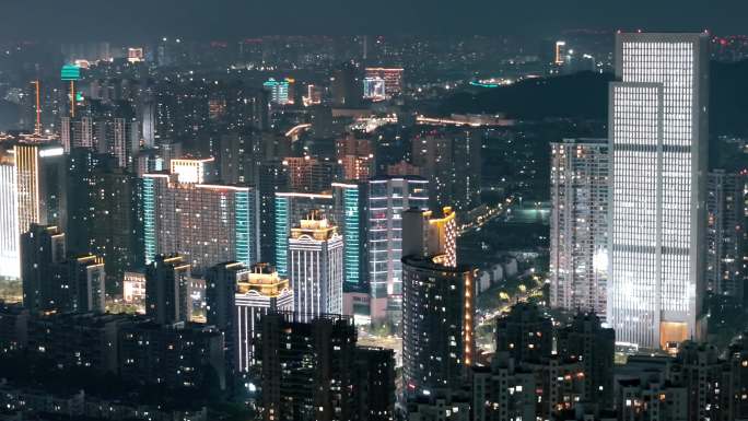 萧山主城区夜景4k素材