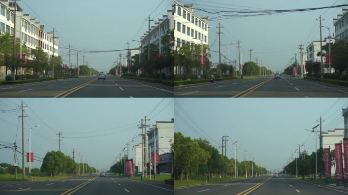 城镇道路车窗外风景汽车行驶移动建筑风光