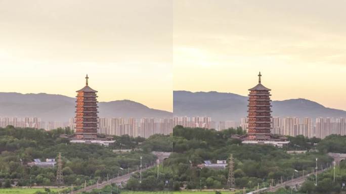 北京永定塔超级火烧云日转夜延时摄影竖版3