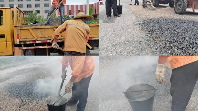 泼沥高温青浆水铺路 修补损坏路面