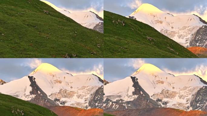 新疆雪山日照金山